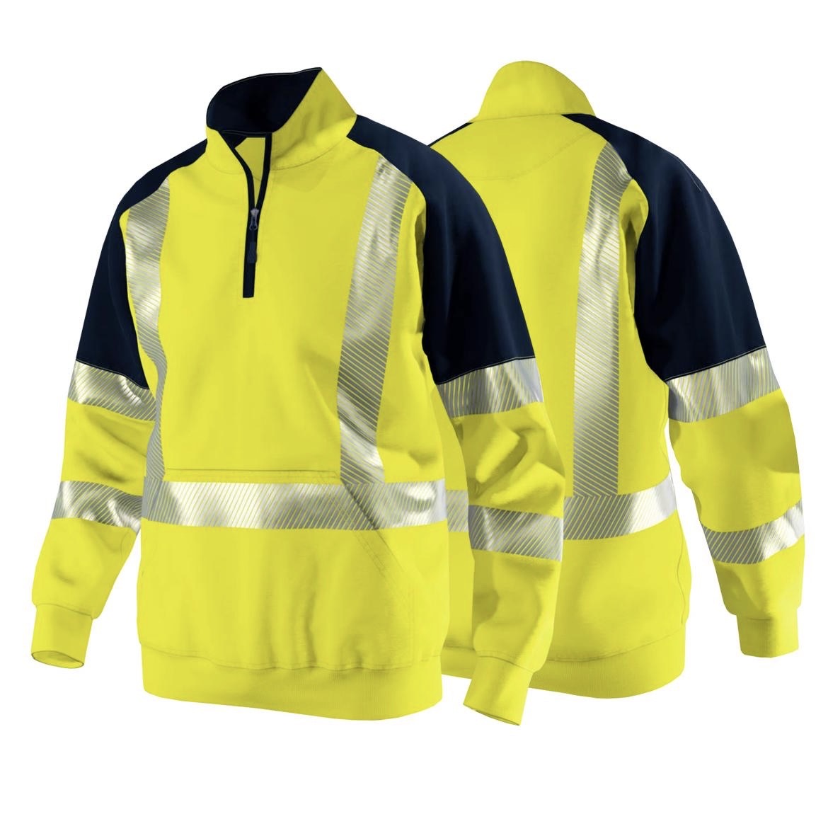 High-Visibility Workwear Sweatshirt – Safety Reflective Quarter-Zip- Yellow