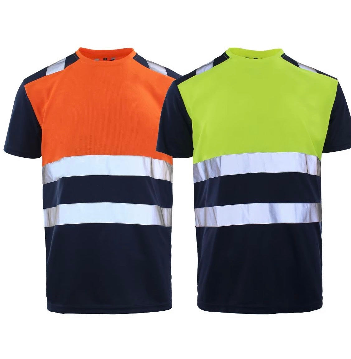 High-Visibility Crew Neck Top – Orange/Navy. Yellow/Navy