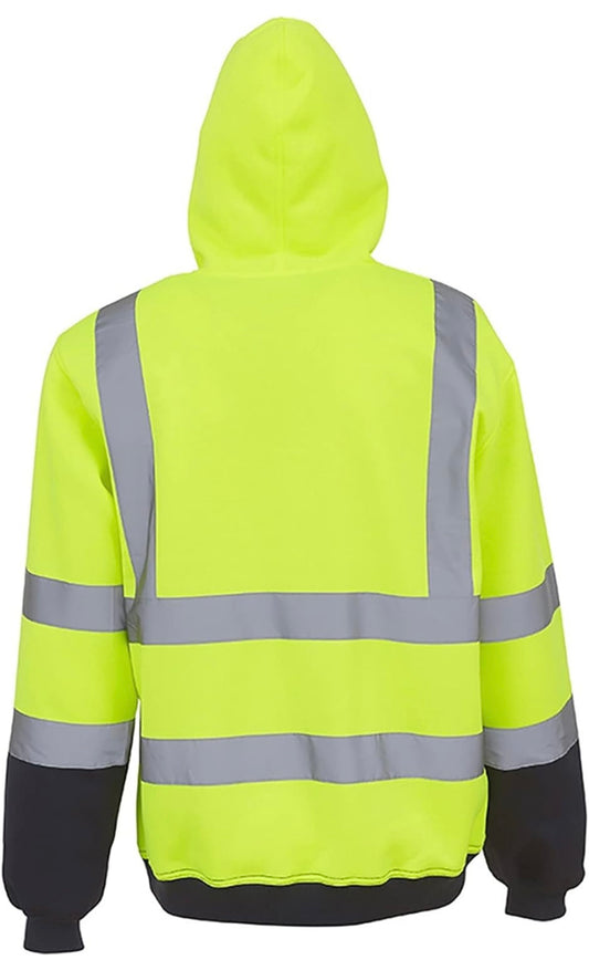 High Visibility Hoodie. Yellow/Navy