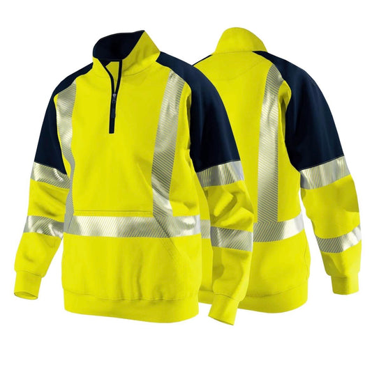 High-Visibility Workwear Sweatshirt – Safety Reflective Quarter-Zip- Yellow