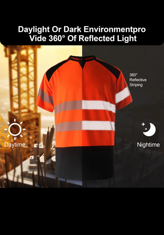 High-Visibility Short Sleeve T-Shirt- Orange/Black